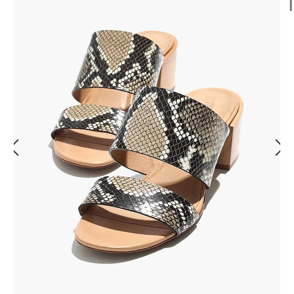 The Kiera Mule Sandal in Snake Embossed Leather - Size 8.5